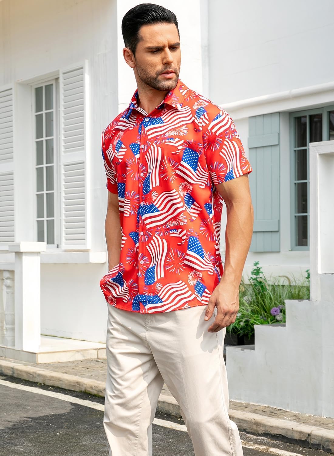 HOTuideazone Mens Funny Hawaiian Shirts 3D Graphic Button Down Short Sleeve Tropical Holiday Beach Aloha Shirt