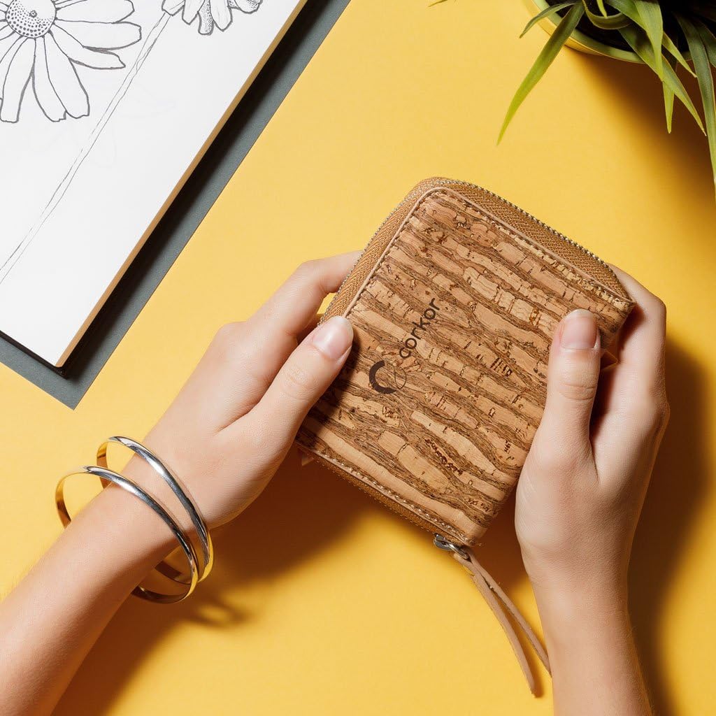 HOTCorkor Cork RFID Square Wallet – Women’s Wallet - RFID Blocking - Vegan Leather – Cruelty Free – Eco Friendly - Zebra