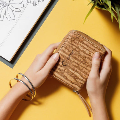 HOTCorkor Cork RFID Square Wallet – Women’s Wallet - RFID Blocking - Vegan Leather – Cruelty Free – Eco Friendly - Zebra