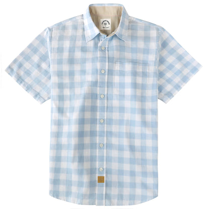 HOTDubinik® Mens Short Sleeve Button Down Shirts 100% Cotton Plaid Men's Casual Button-Down Shirts with Pocket