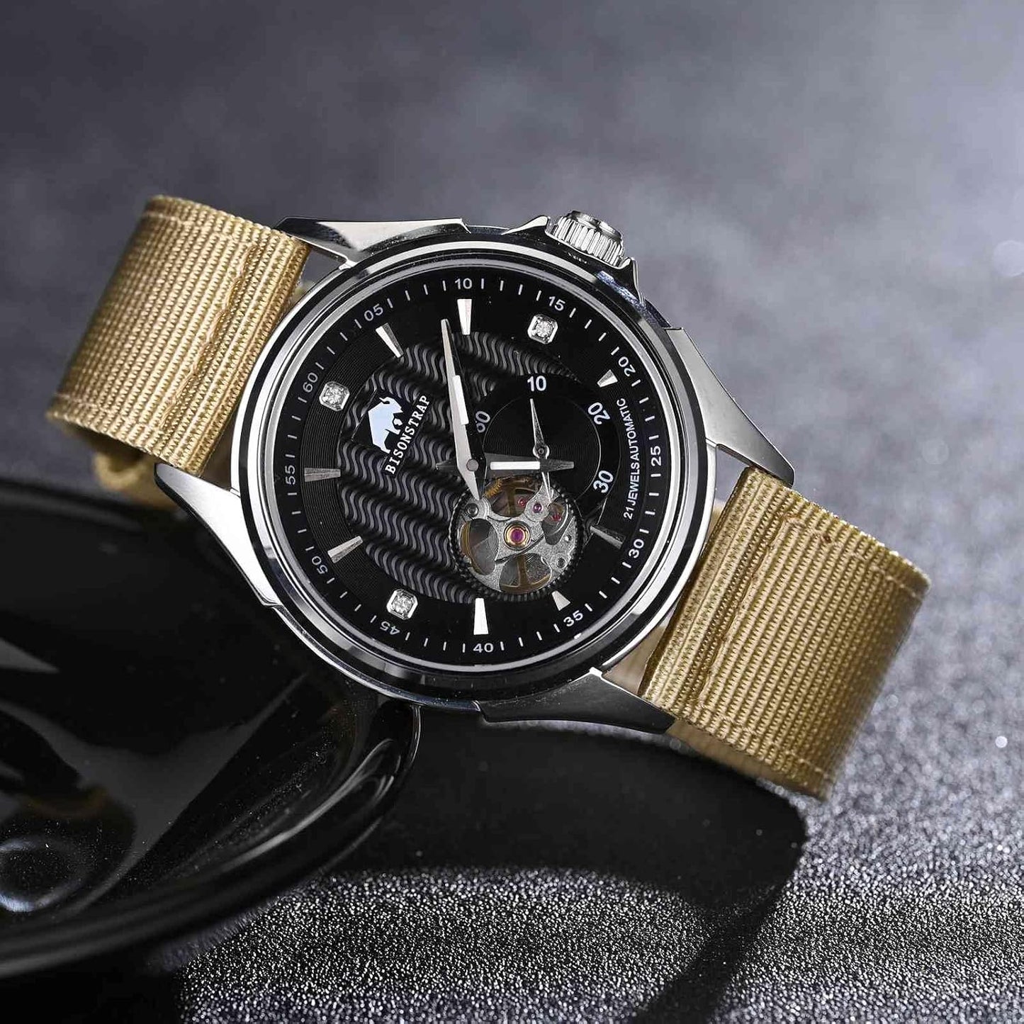 HOTBISONSTRAP Men’s Nylon Watch Bands, Two-Piece Military Watch Straps, Quick Release, Brushed Buckle, Band Width 18mm 19mm 20mm 22mm