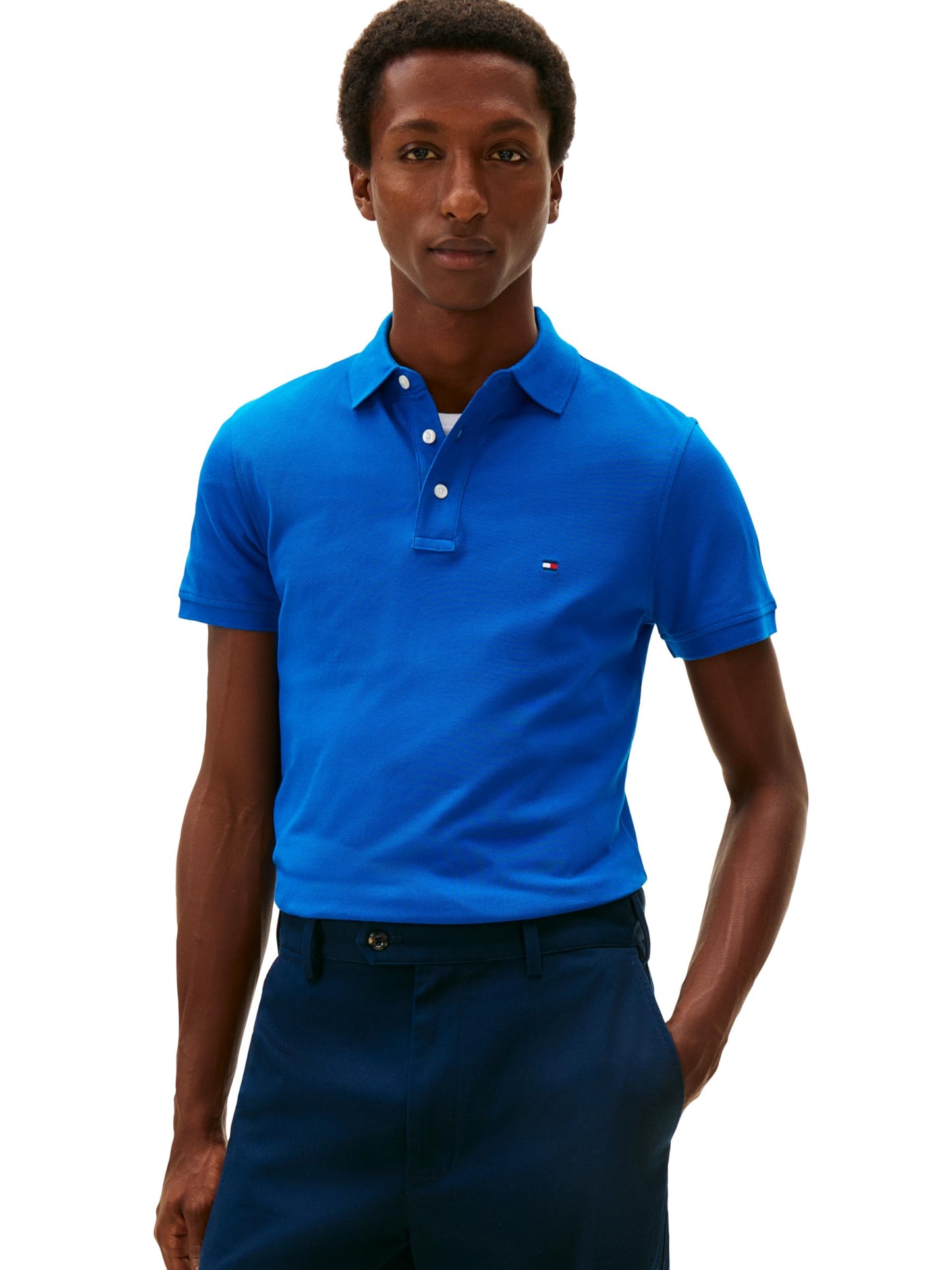HOTTommy Hilfiger Men's Short Sleeve Polo Shirts in Slim Fit with Stretch and Organic Pique Cotton