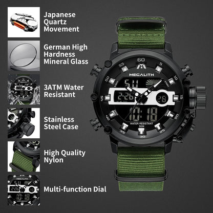 HOTMEGALITH Military Watches for Men Digital: Tactical Analog Sport Wristwatch | Dual Time Display, Waterproof, Heavy Duty Watch, LED Alarm Stopwatch, Date, Gifts for Husband Father, Anniversary Birthday