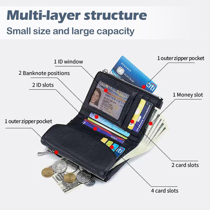 HOTUnisex Pebble Leather Wallet, Multicolor Genuine Leather Short Wallets for Women & Men, Small Full Grain Coin Purse with Credit Card Holder for Coins and Cards (#12)
