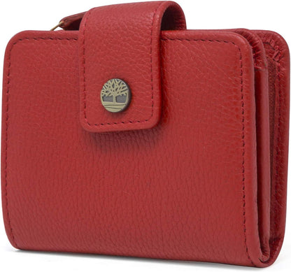 HOTTimberland Women's Leather Rfid Small Indexer Wallet Billfold, Red, One Size