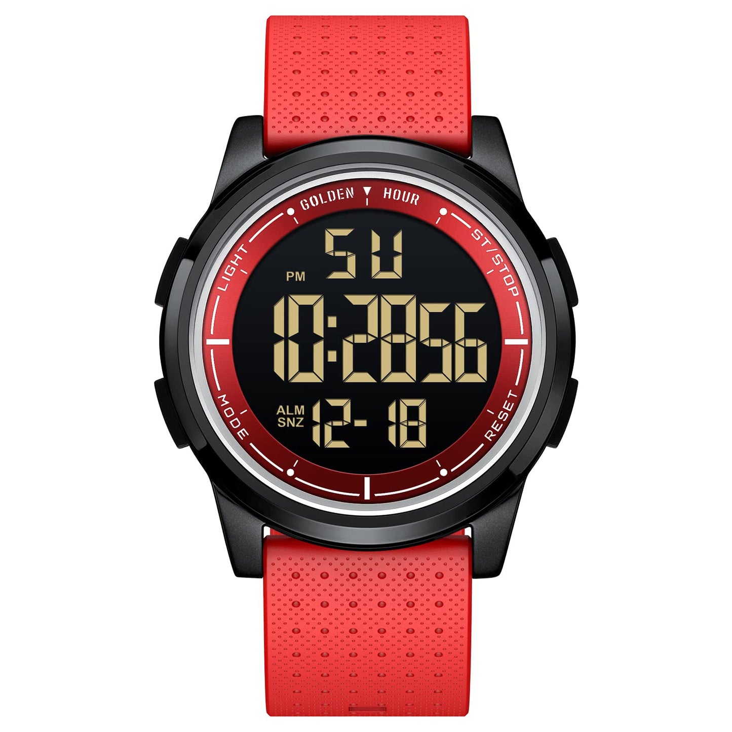 HOTGOLDEN HOUR Ultra-Thin Minimalist Sports Waterproof Digital Watches Men with Wide-Angle Display Rubber Strap Wrist Watch for Men Women