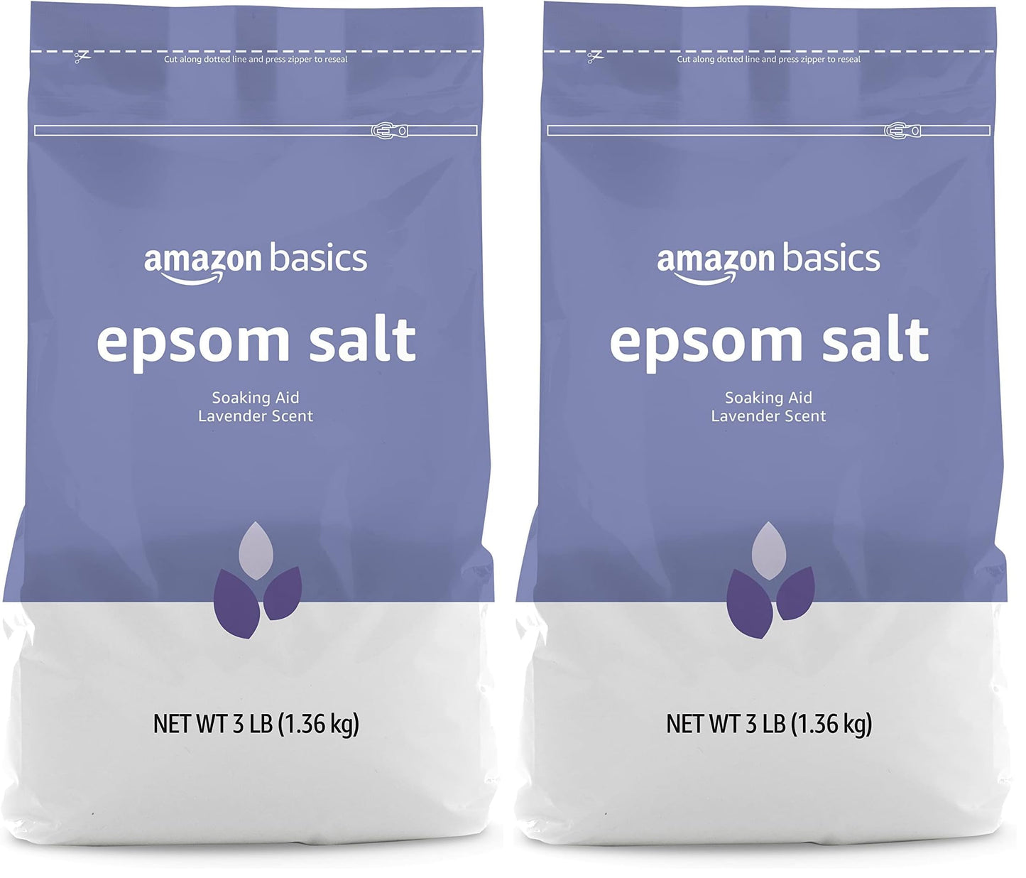 HOTAmazon Basics Epsom Salt Soak, Fragrance Free, Magnesium Sulfate USP for Relaxation and Soothing Foot Soaking, 3 Pound Resealable Bags, 6-Pack