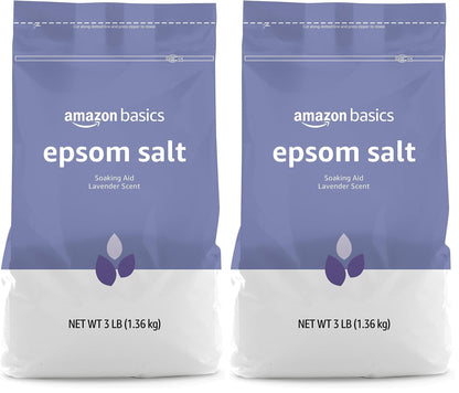 HOTAmazon Basics Epsom Salt Soak, Fragrance Free, Magnesium Sulfate USP for Relaxation and Soothing Foot Soaking, 3 Pound Resealable Bags, 6-Pack