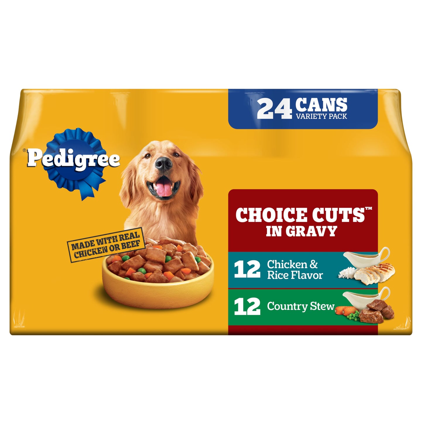 HOTPedigree Choice Cuts Wet Dog Food, Beef & Country Stew, 13.2 oz, 12 Count