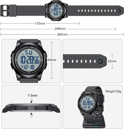 HOTGOLDEN HOUR Ultra-Thin Minimalist Sports Waterproof Digital Watches Men with Wide-Angle Display Rubber Strap Wrist Watch for Men Women