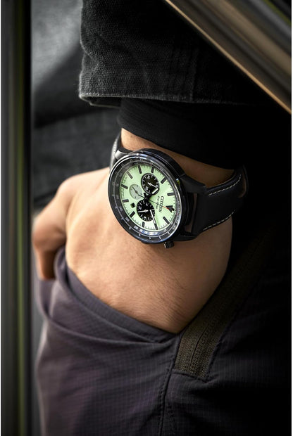 HOTCitzen Men's Eco-Drive Weekender Sport Casual, Black Stainless Steel Watch, Black Leather Strap, Chronograph (Model: CA4505-21X)