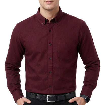 HOTCotton King Mens 100% Cotton Oxford Shirt Long Sleeve Dress Shirts for Men Button Down Work Casual Shirt with Pocket