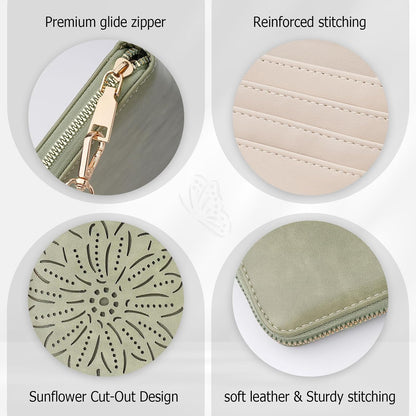HOTRFID Wallet Women Large Capacity Sunflower Wristlet Wallets for Women Clutch Ladies Cell Phone Purse