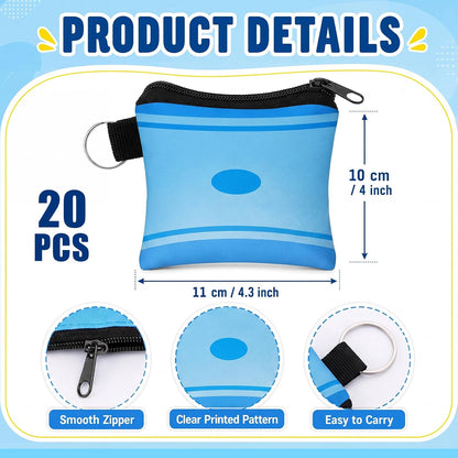 HOTRoowest 20 Pcs Pastel Back to School Gift Small Coin Purse Thank You Teacher Appreciation Gift Pencil Notebook Composition Change Purse Pouch with Zipper for Back to School Travel Storage Organizer