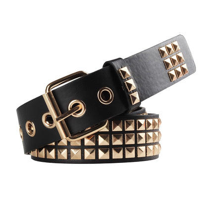 HOTStudded Belt, Metal Punk Rock Rivet Belt with Bright Pyramid Studded for Women Men