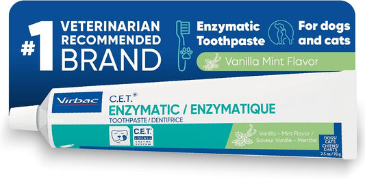 HOTC.E.T. Enzymatic Toothpaste for Dogs and Cats, Vanilla Mint, 2.5oz | Plaque and tartar control for fresh breath, pet dental care toothpaste, Dual enzyme system, vanilla mint flavored toothpaste