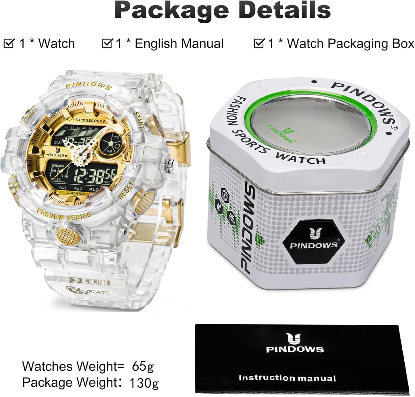 HOTWatch for Men Watch Men Digital Sports Watch Large Digital Analog Dual Display Waterproof Watches with 3 Alarms Countdown Stopwatch Date Dual-Time LED Light Multifunctional Military Wrist Watches