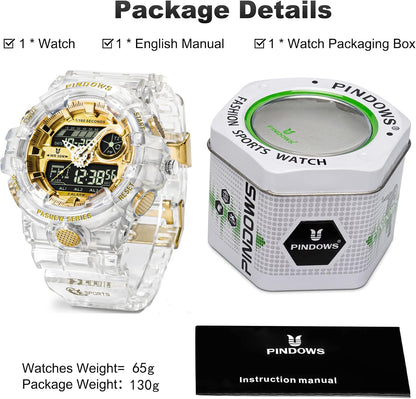 HOTWatch for Men Watch Men Digital Sports Watch Large Digital Analog Dual Display Waterproof Watches with 3 Alarms Countdown Stopwatch Date Dual-Time LED Light Multifunctional Military Wrist Watches