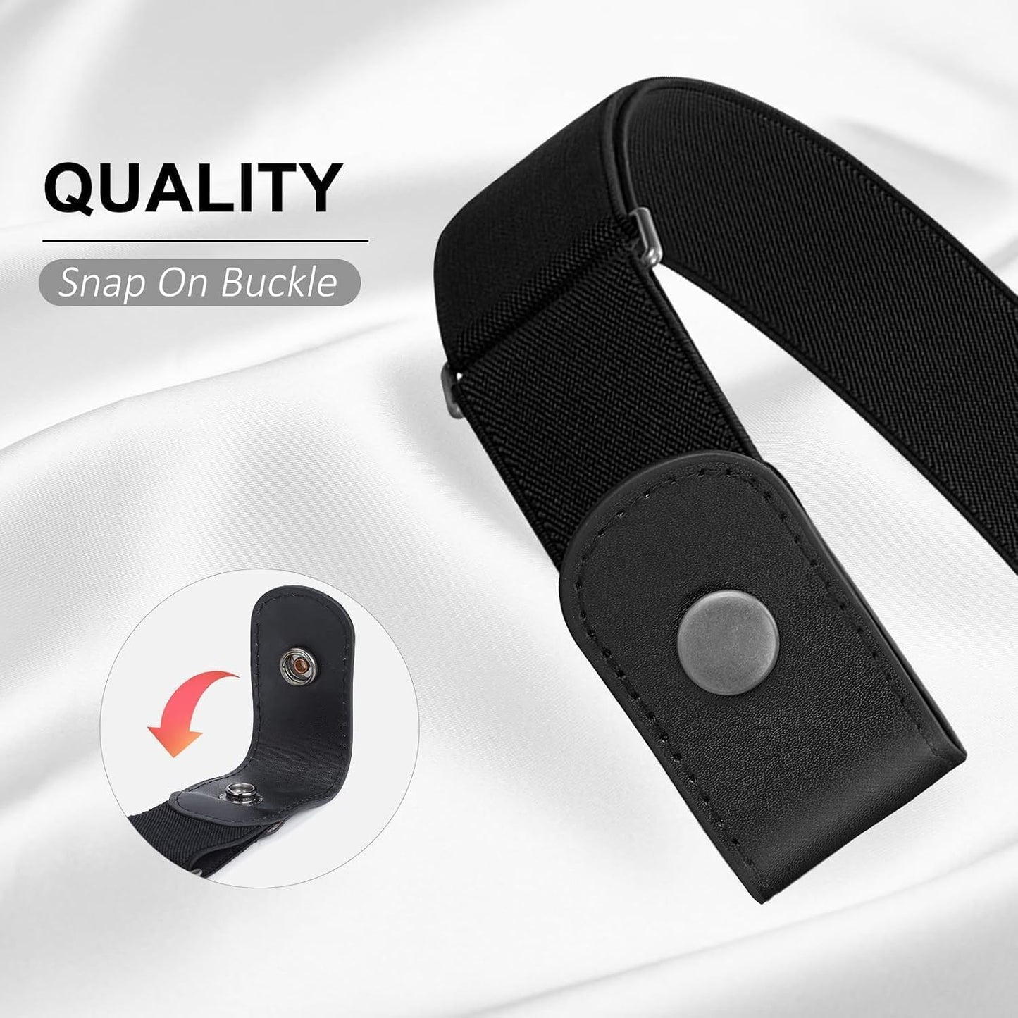 HOTBELTROAD No Buckle Elastic Belt for Men, Invisible Buckleless Stretch Belt for Men Women
