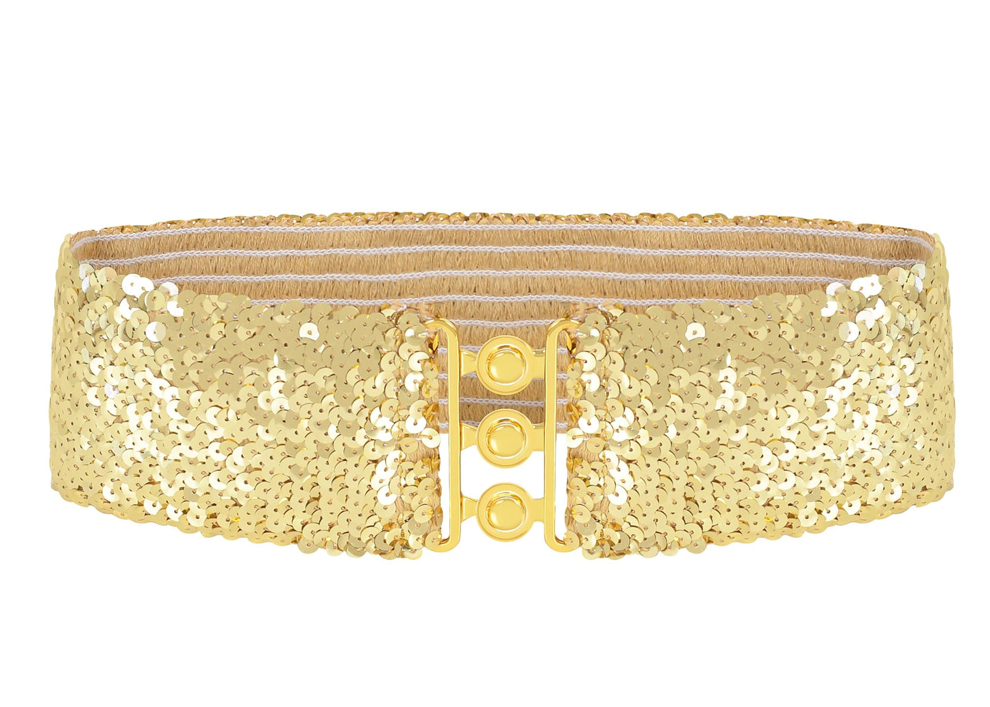 HOTAnna-Kaci Women's Sparkly Glitter Sequin Wide Stretch Elastic Belt Accessory