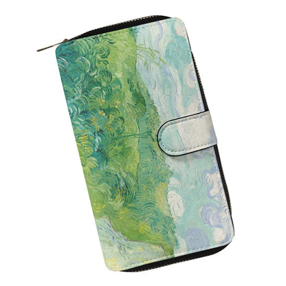HOTjoo meryer Monet Oil Painting Flap Long Wallet Water Lilies Print Leather Wallet for Women Men,Monet Water Lilies