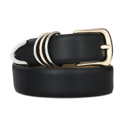 HOTRISANTRY Women's Leather Belts with Gold Buckle Fashion Leather Waist Belt Elegant Ladies Belts for Jeans Gifts for Women