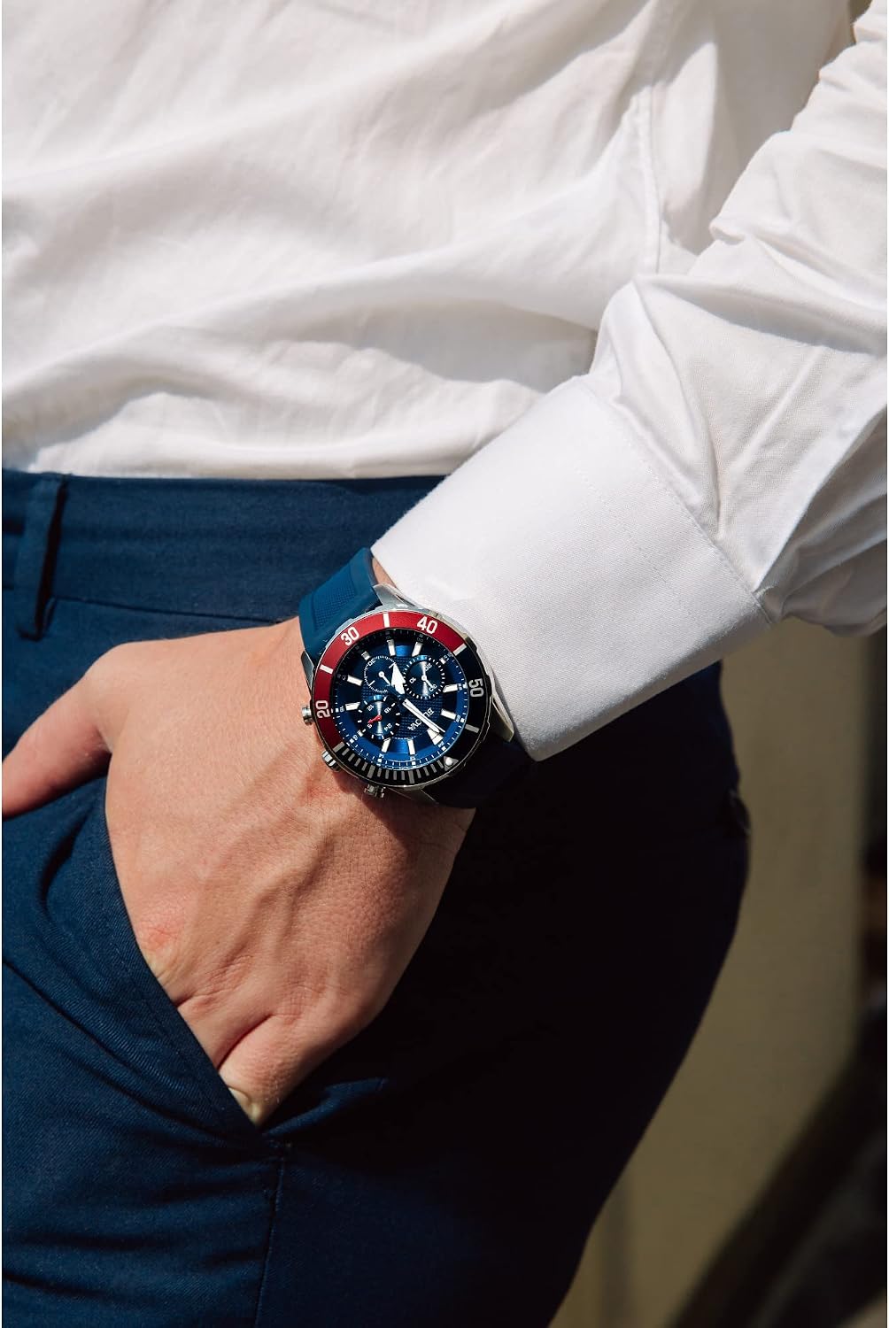 HOTBulova Men's Sport 6-Hand Chronograph Quartz Watch with Silicone Strap, 24 Hour Time, Calendar Date, Luminous Hands and Markers, 100M Water Resistant, 44mm Style: 98A288