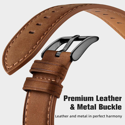 HOTGEAK 20mm 18mm 22mm Leather Band Compatible with Garmin Vivoactive 5/6/4/3 Watch Bands, Venu 4/Venu 3S/2S, Quick Release Vintage Genuine Leather Strap for Venu 3/2/Forerunner 265/165 Men Women