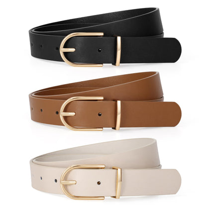 HOTTRIWORKS 3 Pack Women Belts For Jeans Pants Dresses Ladies Leather Waist Belts