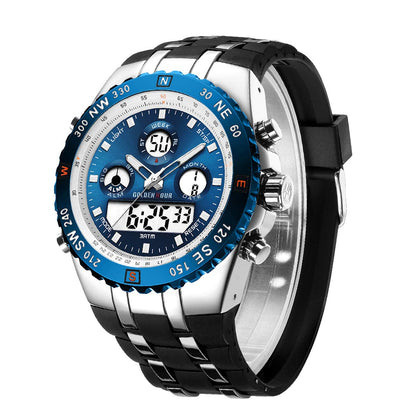 HOTGOLDEN HOUR Luxury Military Sports Men's Watches Large Size Big Face 3ATM Waterproof, Stopwatch, Date and Date, Alarm, Luminous Digital Analog Wrist Watch with Rubber Band
