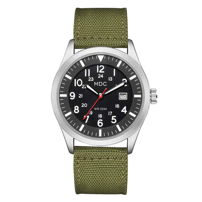 HOTInfantry Mens Military Field Watch, Easy Read Large Face, 12/24H Nylon Band | Tactical Analog Time, Date Window, Japanese Quartz, 5ATM Waterproof, Lightweight Breathable Strap, Work Outdoor Gift