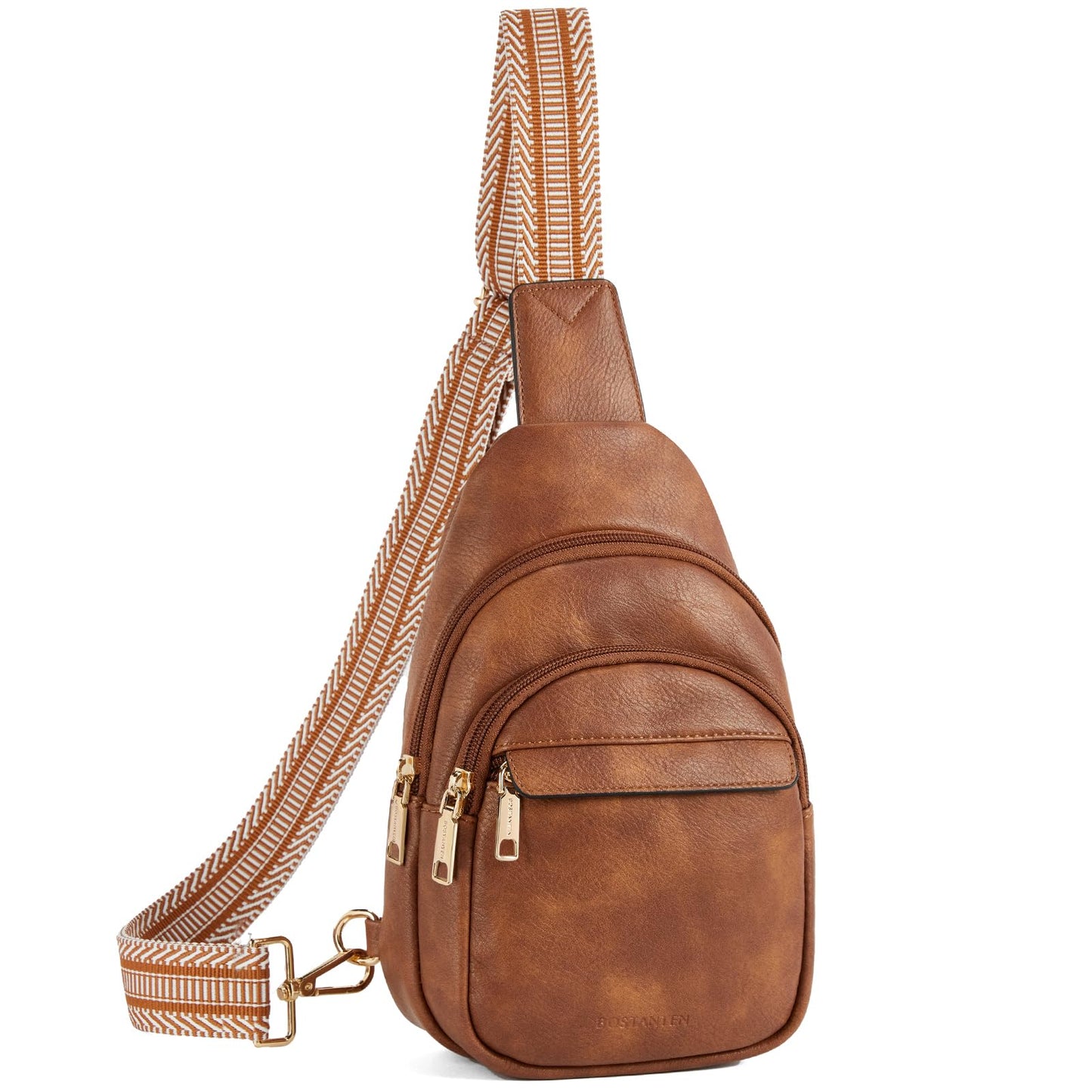 HOTBOSTANTEN Sling Bag for Women Leather Crossbody Bags Fanny Pack Chest Bag for Travel