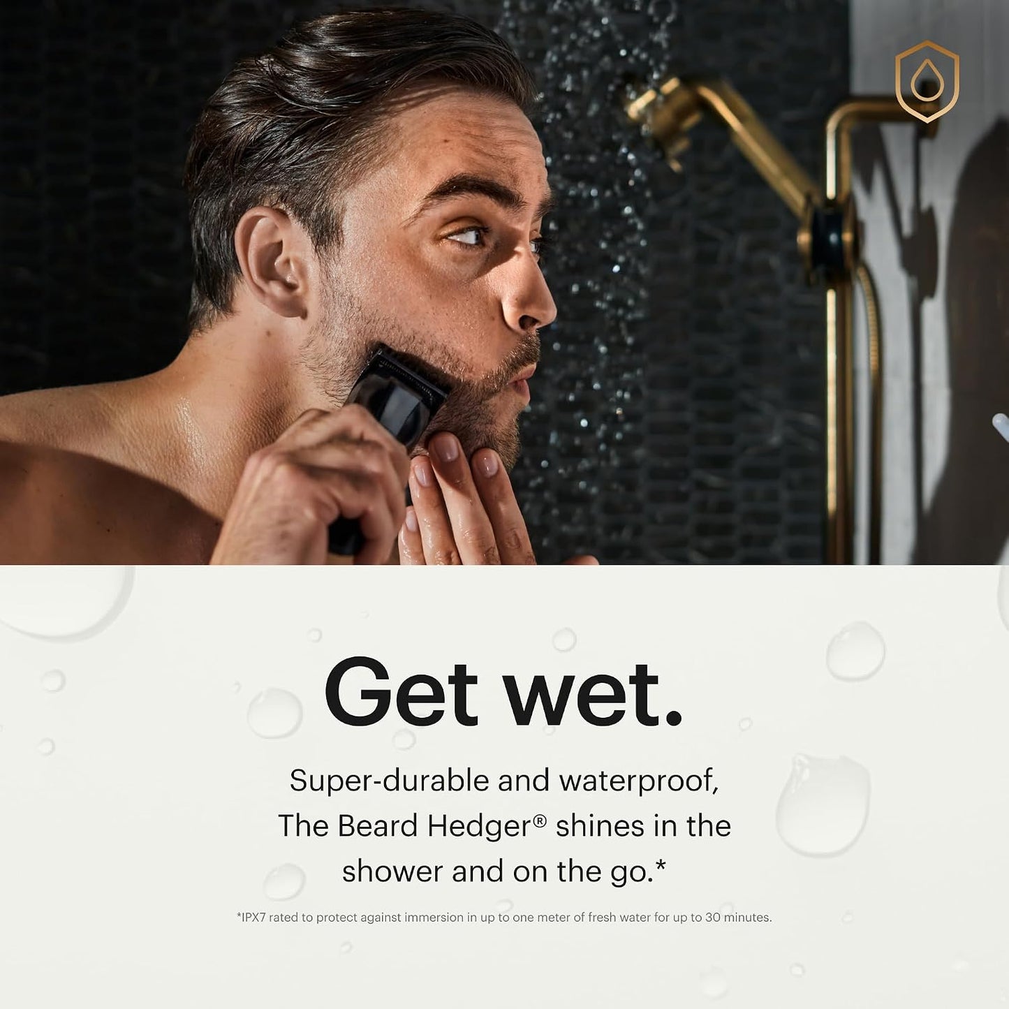 HOTMANSCAPED® The Beard Hedger® Men's Premium Beard Trimmer, 20 Length Adjustable Blade Wheel, Stainless Steel T-Blade for Precision Facial Hair Trimming, Cordless Waterproof Wet/Dry Clipper