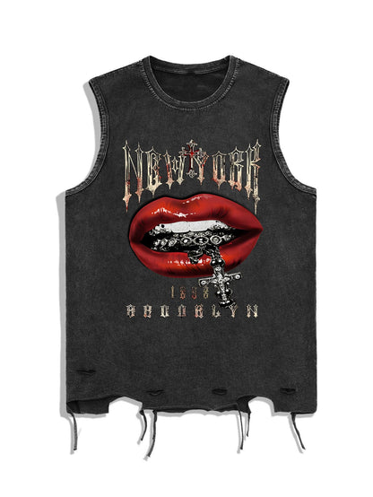 HOTVerdusa Men's Graphic Tees Y2k Grunge Hippie Tee Distressed Summer Shirt Sreetwear Sleeveless Tank Top