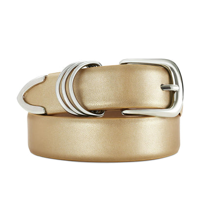 HOTRISANTRY Women's Leather Belts with Gold Buckle Fashion Leather Waist Belt Elegant Ladies Belts for Jeans Gifts for Women