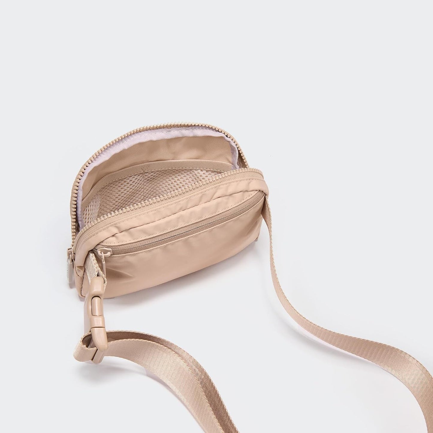 HOTPander Two Way Zipper Fanny Pack Nylon Everywhere Belt Bag for Women, Water Repellent Waist Packs, Crossbody Bags with Adjustable Strap (Raw Linen).