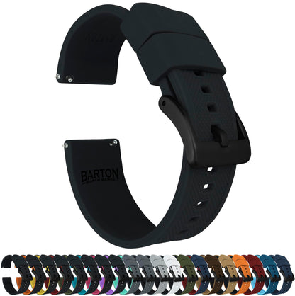 HOTBARTON Elite Silicone Watch Bands - Quick Release - Choose Strap Color & Buckle Color (Stainless Steel, Black PVD or Gunmetal Grey) - 18mm, 20mm, 22mm & 24mm Watch Straps