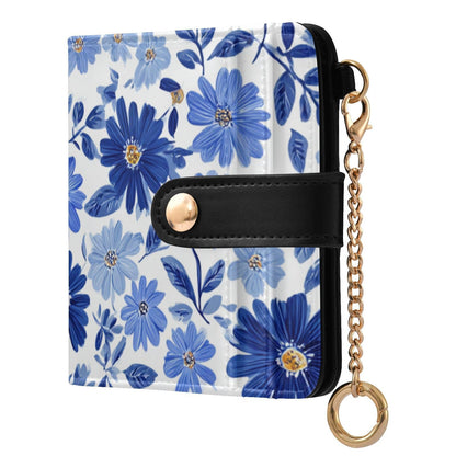 HOTElegant Peonies and Irises Rfid Women Wallet 1 Pack Cute Coin Purse PU Leather Small Wallets Credit Card Holder Bifold Zipper Thin Travel Wallet for Female Ladies Teen Girls Girly