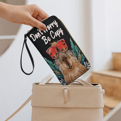 HOTCASOWAT Capybara Wallet Wristlet Zipper Purse with Hand Strap Travel Credit Card Holder for Adult Daily Use Gifts