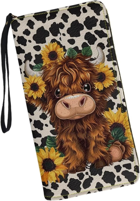 HOTSunflower Wallet for Women Around Zipper Long Purse Travel Clutch Bag