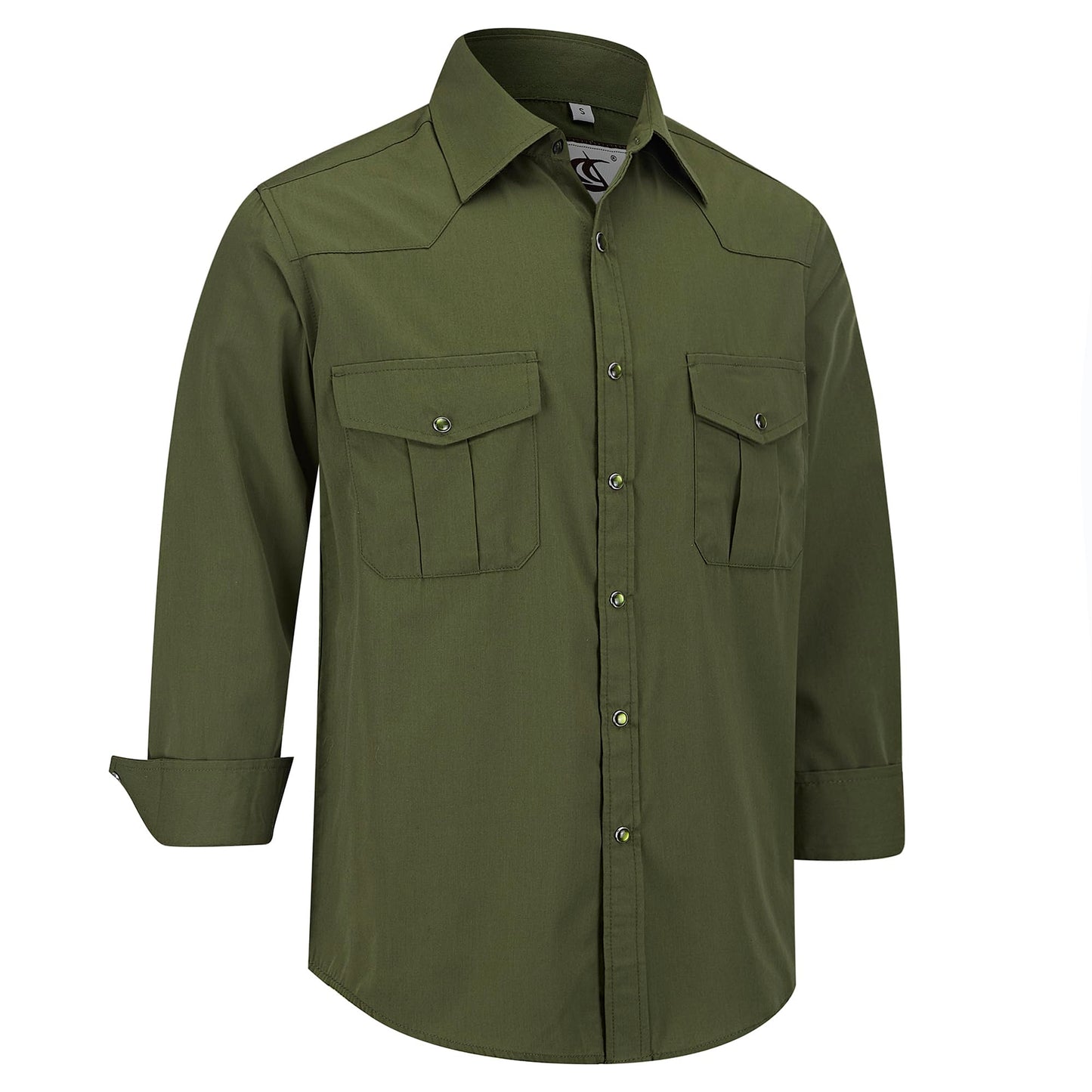HOTCOEVALS CLUB Men's Western Pearl Snap Button Up Casual Cowboy Long Sleeve Two Pockets Work Shirts