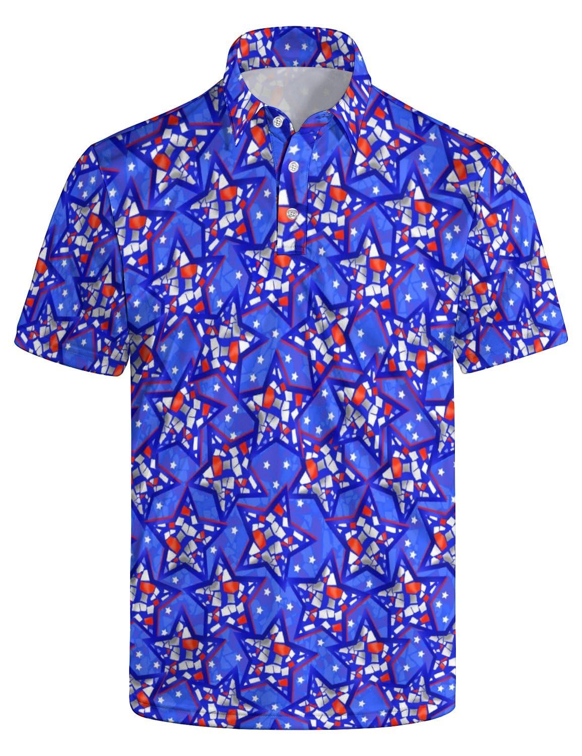 HOTGolf Polo Shirts for Men Funny Print Quick Dry Short Sleeve Performance Golf Shirts Moisture Wicking Polo Shirts