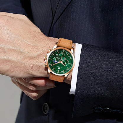 HOTBENYAR Mens Watches Analog Quartz Chronograph Waterproof Wrist Watches for Men Fashion Business Work Casual Sport Designer Dress Watch with Calendar Elegant Gifts for Men