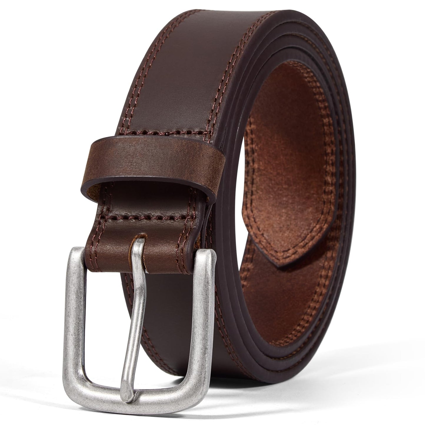 HOTVATAN Men's Full Grain Leather Casual Every Day Jeans Belts, Handmade Men Leather Belt with Gift Box