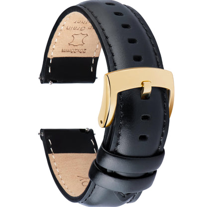 HOTOTTOODY Leather Watch Bands Quick Release, Elegant Top Grain Leather Watch Straps for Men & Women, Choice of Color & Width - 18mm, 19mm, 20mm, 21mm or 22mm Wristbands Bracelet for Watch & Smartwatch