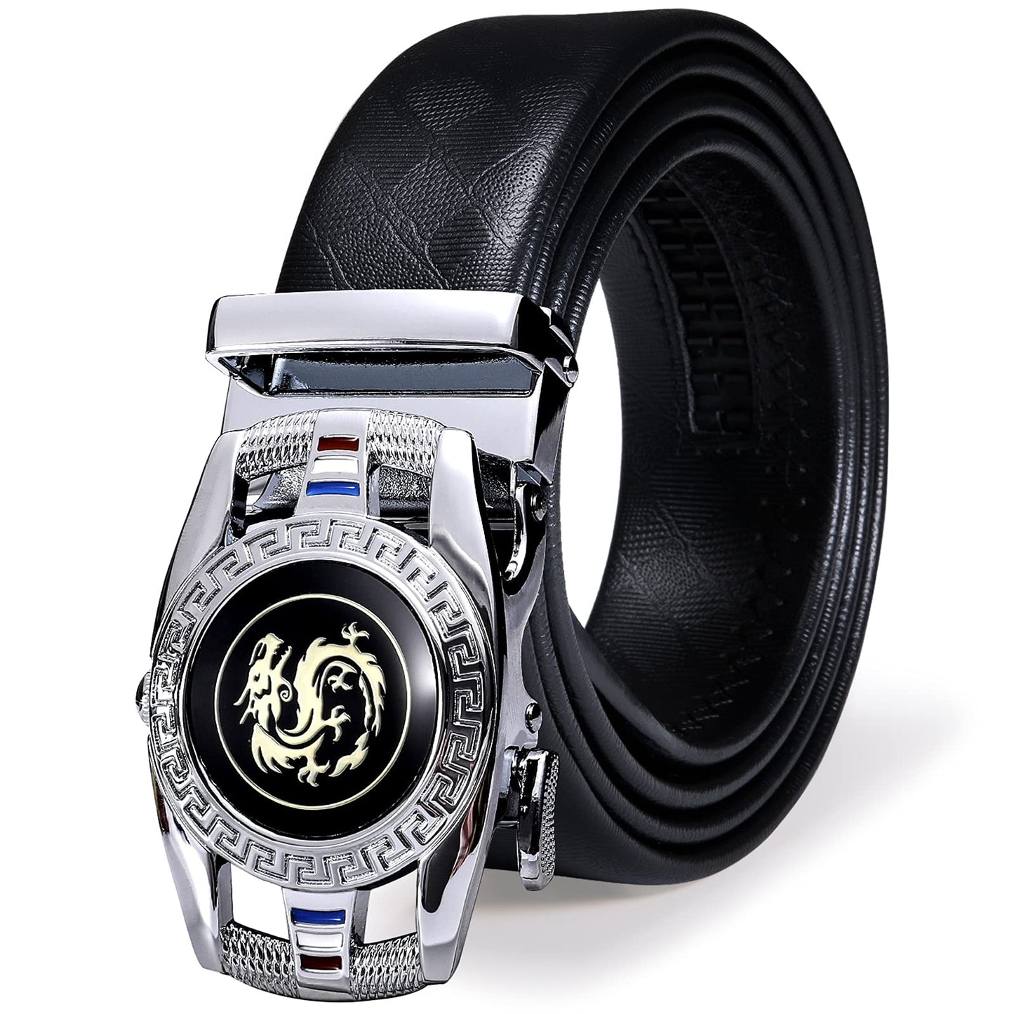 HOTDubulle Designer Mens Belts, Sliding Automatic Buckle Ratchet Dress Belt TOP Genuine Leather Strap Gifts