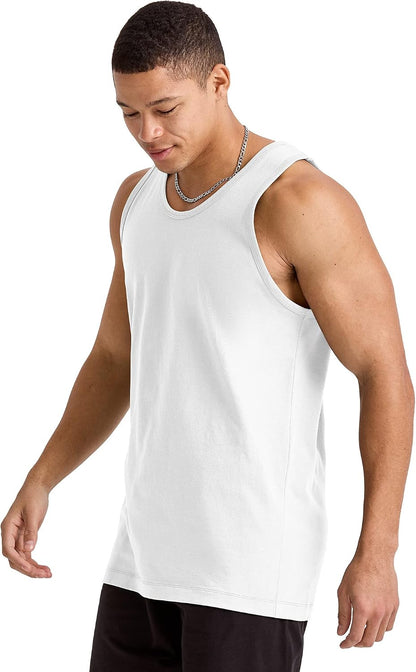 HOTHanes Men's Essentials Tank Top Pack, Midweight Cotton Tanks, Sleeveless Shirts, 3-Pack