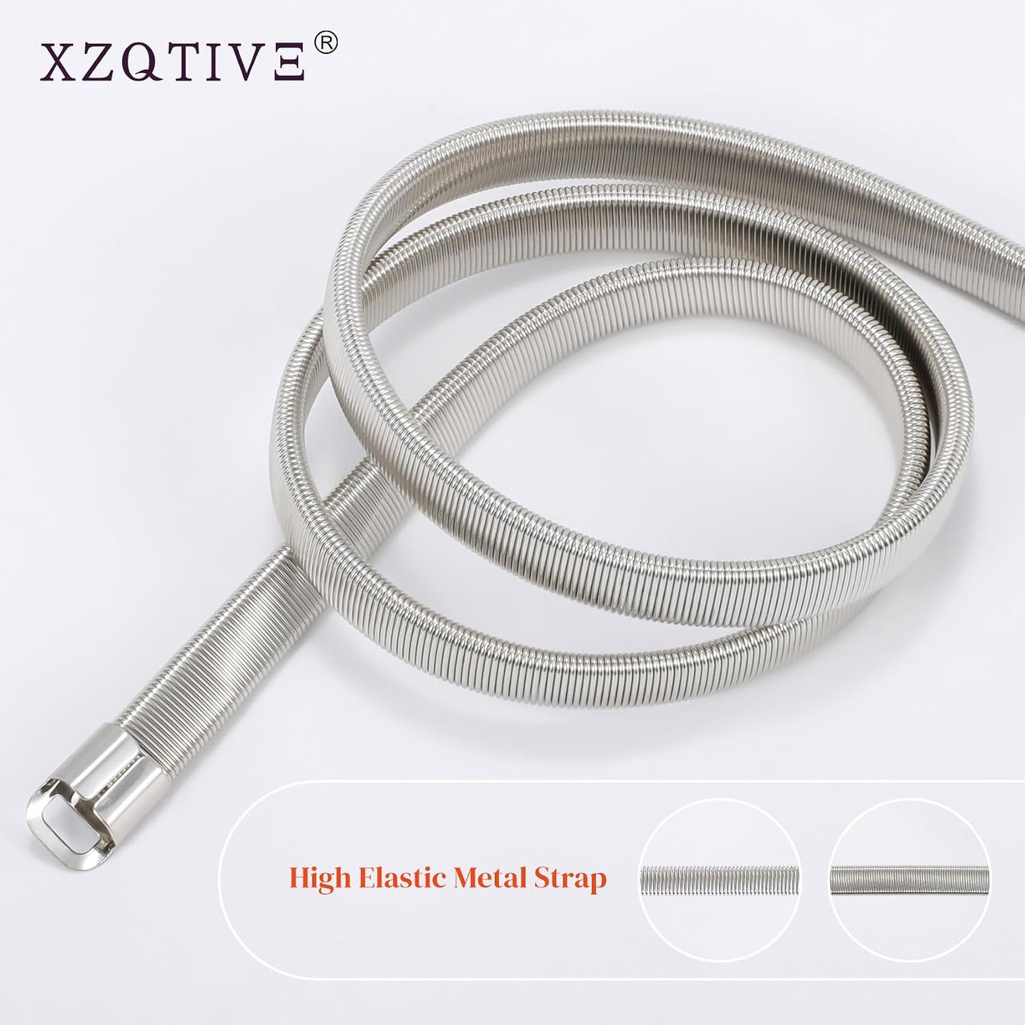 HOTXZQTIVE 2 Pieces Women Skinny Metal Chain Waist Belt Stretchy Saree Cinch Belt for Dress Gold Sliver