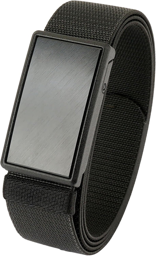 HOTMens Magnetic Belt 1.38" Wide Quick Release Metal Buckle Elastic Nylon Webbing Stretchable Golf Belts