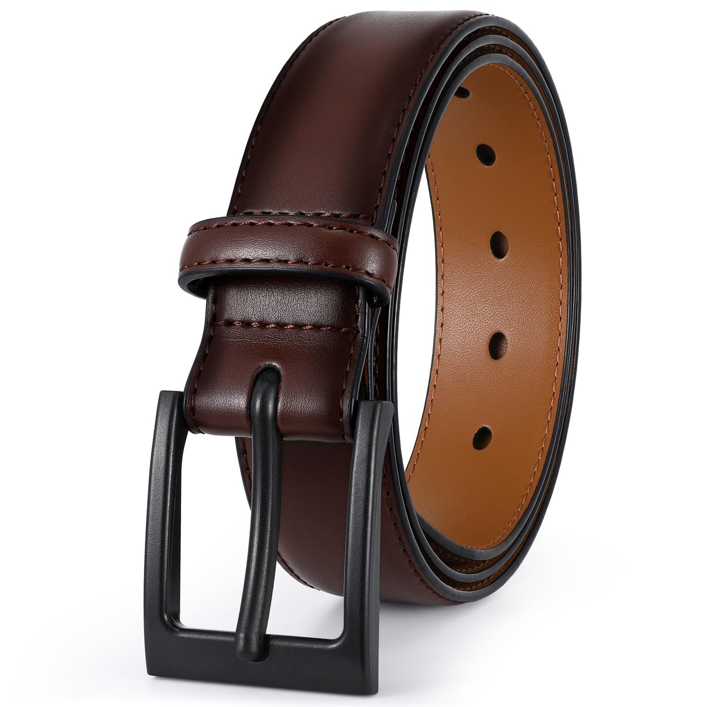 HOTXZQTIVE TSA Belt For Men Metal Free Dress Belts Hypoallergenic Leather Belt With Black Buckle Nickle Free